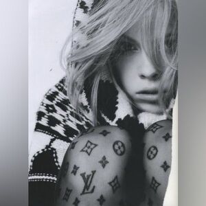 Black LV Patterned Monogram Pantyhose Stockings Tights